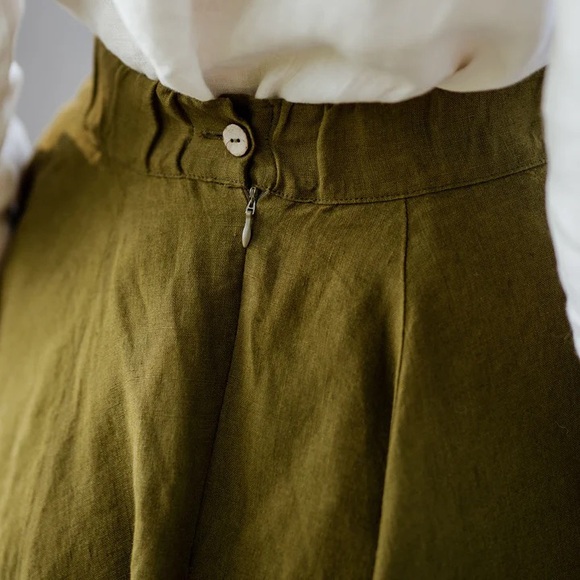 NWOT Son de Flor Linen Classic Skirt Rosemary Green S - Picture 5 of 10